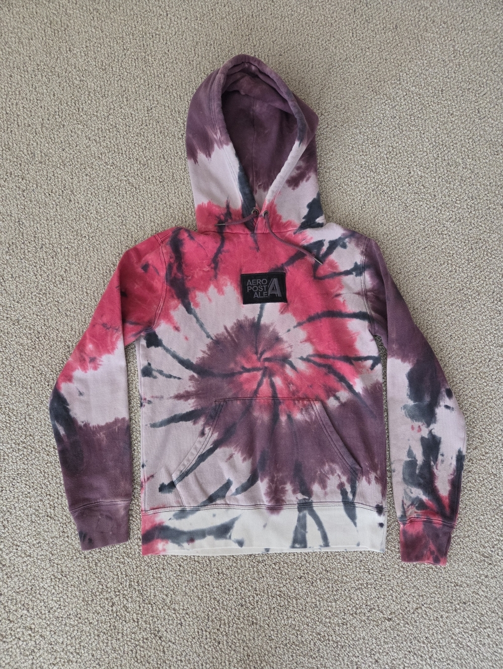 Aéropostale XS Womens Tie-Dye Pullover Hoodie - Pink & Purple